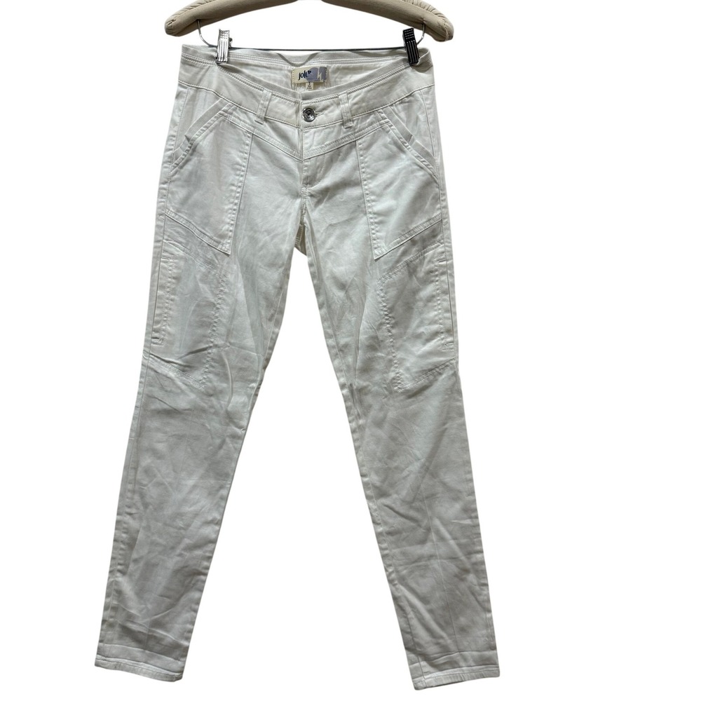 Jolt Womens White Cargo Pants Size 5‎ Cotton Spandex Blend Utility Pockets